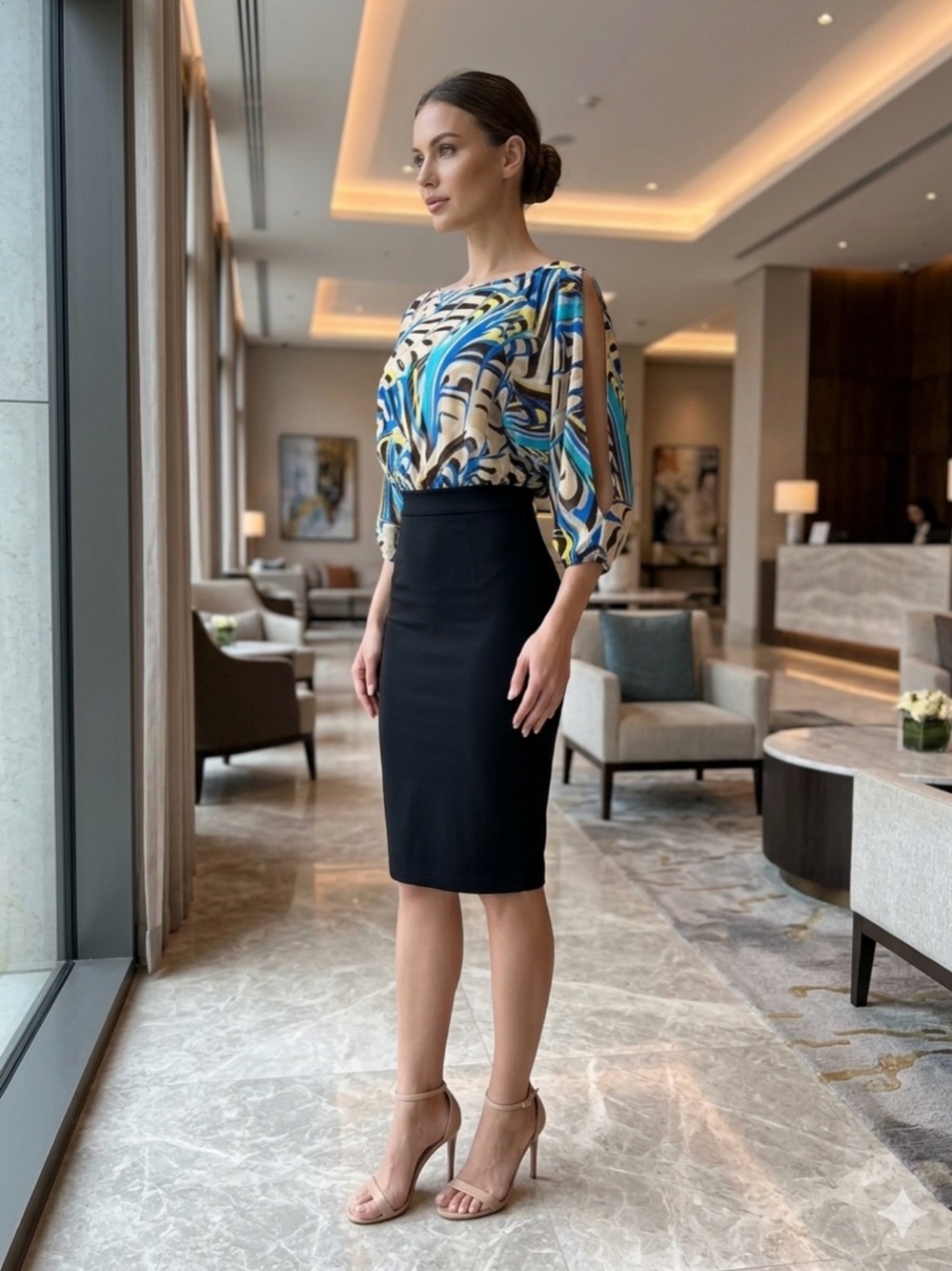 Bebe carbon copy  contrast cold shoulder  Slit Sleeves dress